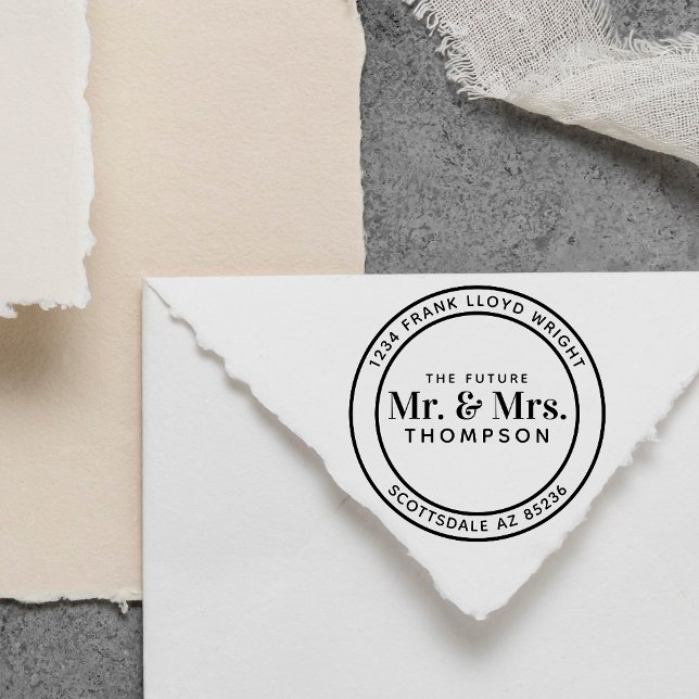 Future Mr. and Mrs Round Wedding Rücksendeadresse Permastempel (Von Creator hochgeladen)