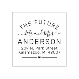Future Mr. and Mrs. Script Wedding Rücksendeadres Gummistempel