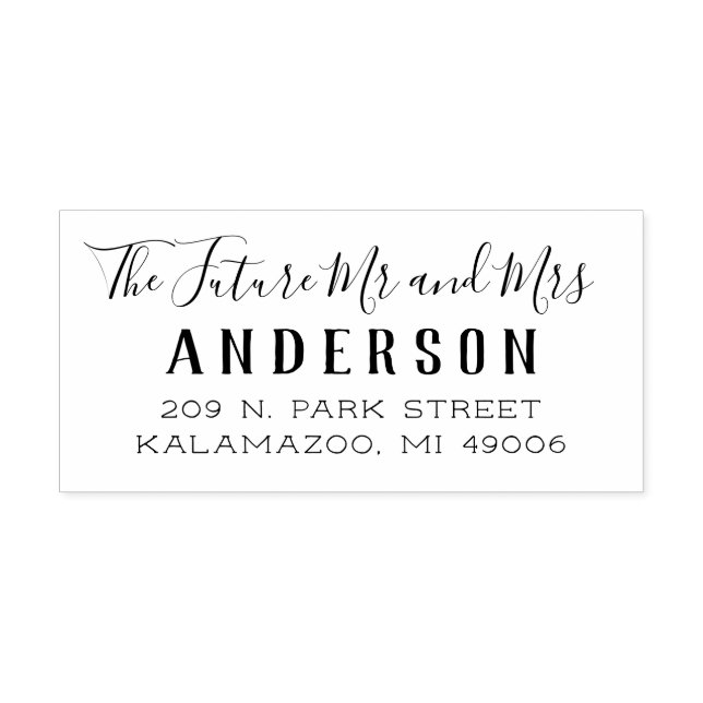 Future Mr. and Mrs. Script Wedding Rücksendeadress Gummistempel (Prägung)