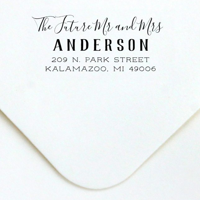 Future Mr. and Mrs. Script Wedding Rücksendeadress Permastempel (Von Creator hochgeladen)