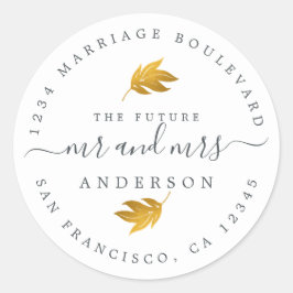 Future Mr. Gold Leaf Wedding Rücksendeadresse Runder Aufkleber