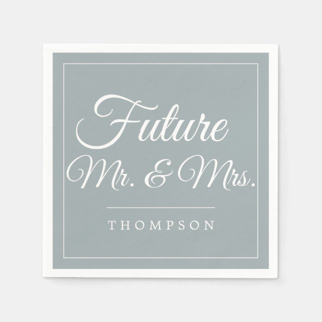 Future Mr & Mrs Engagement Party Dusty Blue Paper Serviette (Vorderseite)