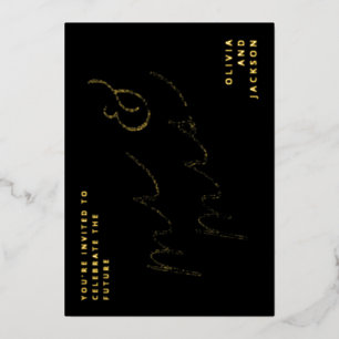 Future Mr. & Mrs. Script Foto Save the Date Folieneinladung