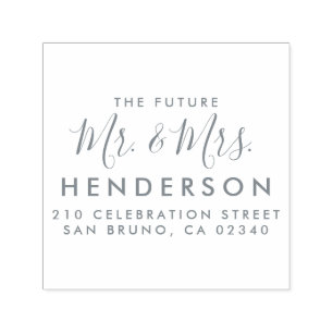 Future Mr. & Mrs. Script Moderne Name Rücksendeadr Permastempel