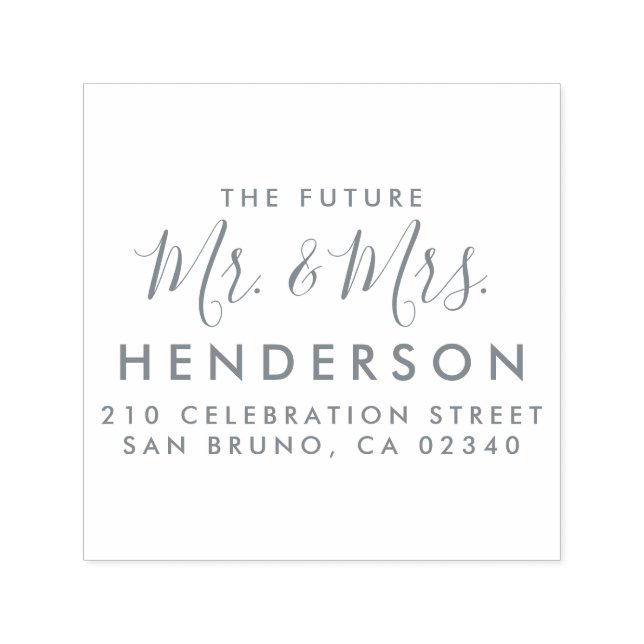 Future Mr. & Mrs. Script Moderne Name Rücksendeadr Permastempel (Design)