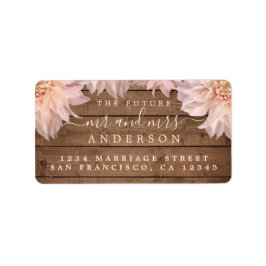 Future Mr Pink Floral Wood Wedding Address Labrado Adressaufkleber