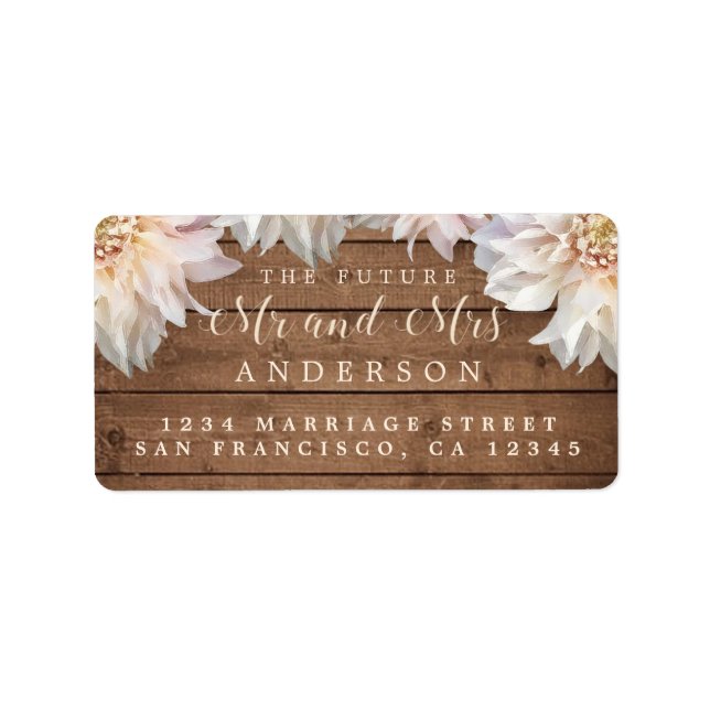 Future Mr Pink Floral Wood Wedding Address Labrado Adressaufkleber (Vorne)