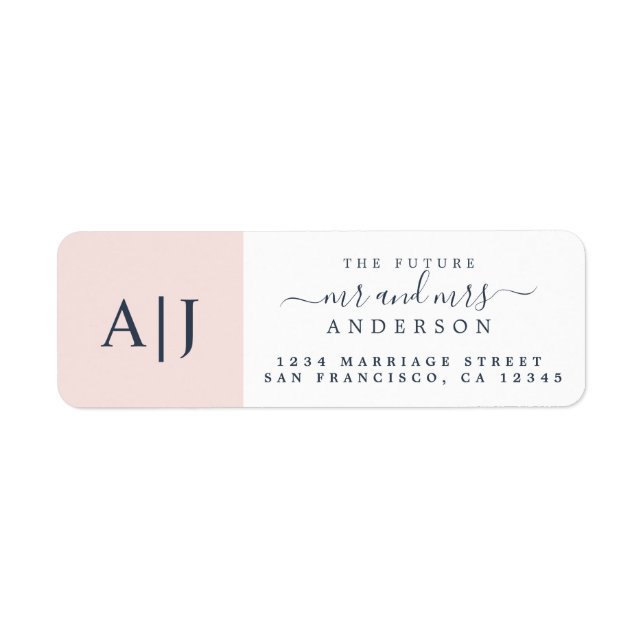 Future Mr. Pink Monogram Wedding Rücksendeadresse (Vorne)