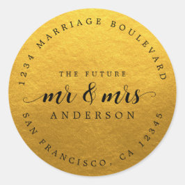 Future Mr. Script Classic Gold Rücksendeadresse Runder Aufkleber
