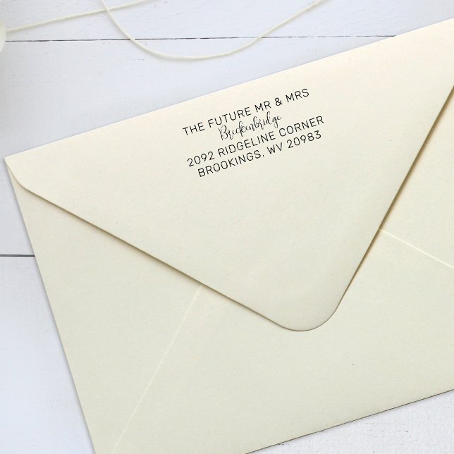 Future Mr. Script Couples Rücksendeadresse Permastempel (Wedding Invitation Return Address Self-Inking Stamp)