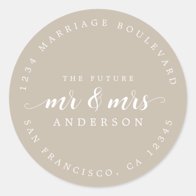 Future Mr. Script Gray Rücksendeadresse Runder Aufkleber (Vorderseite)