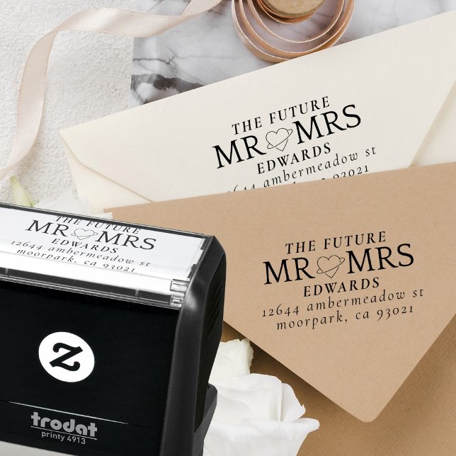 Future Mr. und Mrs. Elegant Wedding Rücksendeadres Permastempel (Von Creator hochgeladen)