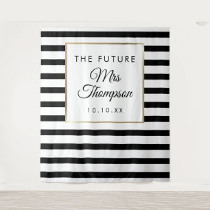 Future Mrs Black Stripe Brautparty Foto Prop Wandteppich