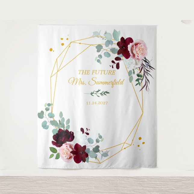 Future Mrs Brautparty Gold Backdrop Foto Stand Wandteppich (Vorderseite)