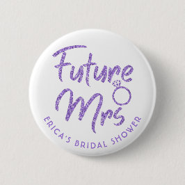 Future Mrs Brautparty Violet Glitzer Button