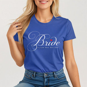 Future Mrs Bride Blue Personalisiert Script Weddin T-Shirt