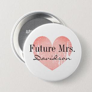 Future Mrs bride to be bridal shower heart button