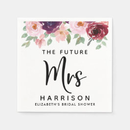 Future Mrs Burgundy Floral Brautparty Serviette