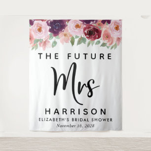 Future Mrs Burgundy Floral Custom Brautparty Wandteppich