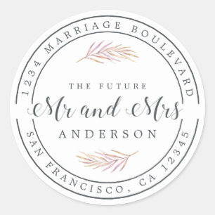 Future Mrs Burgundy Sprig Wedding Rücksendeadresse Runder Aufkleber