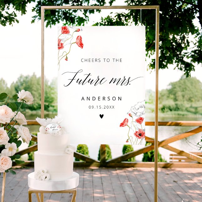 Future Mrs. Elegant Calligraphy Bridal Shower Sign Poster (Von Creator hochgeladen)