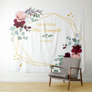 Future Mrs Floral Backdrop Brautparty Tapestry Wandteppich