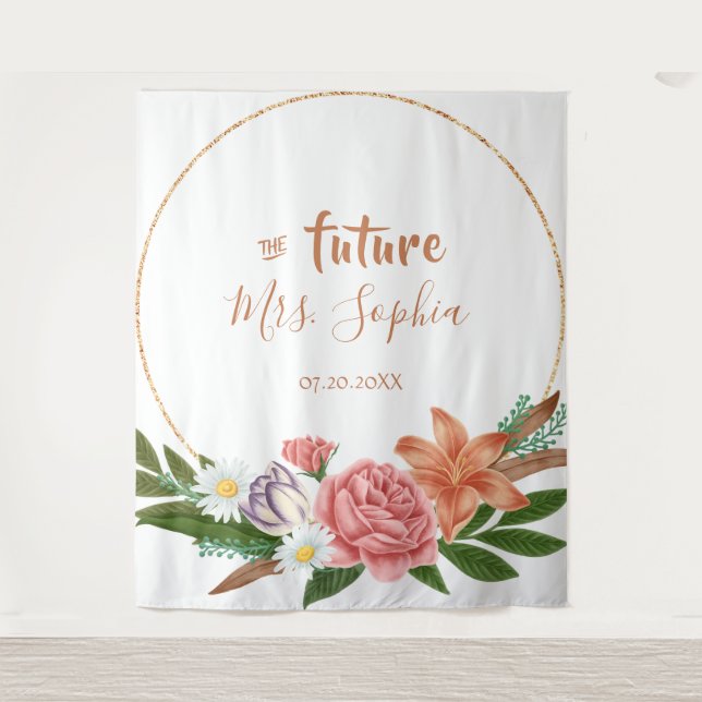Future Mrs Gold Brautparty Backdrop Foto Stand Wandteppich (Vorderseite)