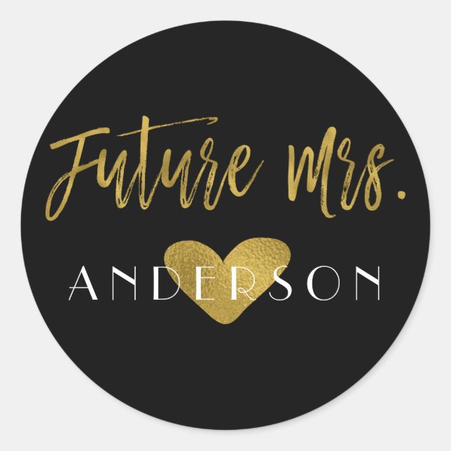 Future Mrs Gold Foil Brautparty Sticker (Vorderseite)