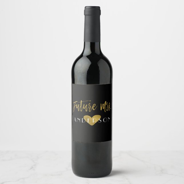Future Mrs Gold Foil Bride Wine Label Weinetikett (Vorderseite)