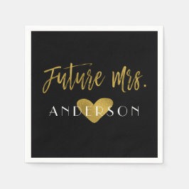 Future Mrs Gold Foil mit Heart Bride Napkins Serviette