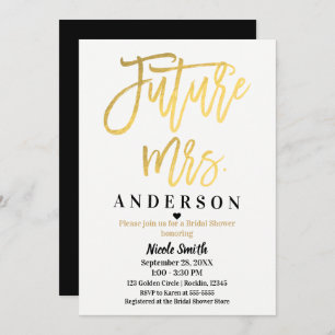 Future Mrs Gold Foil Modern Script Brautparty Einladung