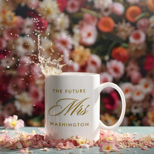 Future Mrs Gold Script Wedding Monogram Kaffeetasse