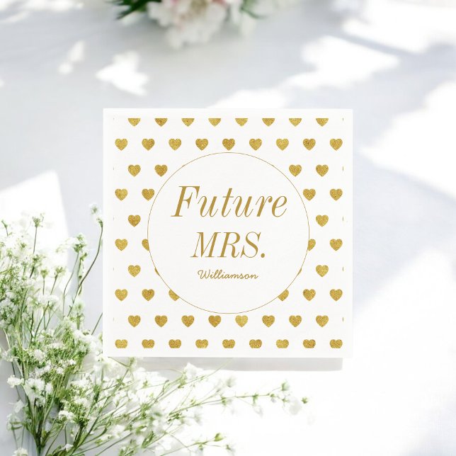 Future Mrs Gold White Brautparty Serviette (Von Creator hochgeladen)