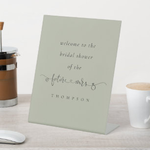 Future Mrs Light Script Sage Welcome Brautparty Sockelschild
