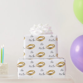 Future Mrs (Name) Elegant Wedding Gold Rings Geschenkpapier