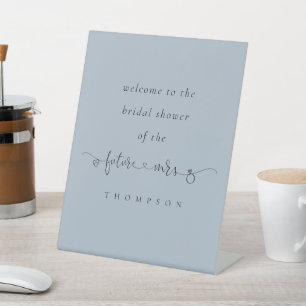 Future Mrs Name Script Blue Welcome Brautparty Sockelschild