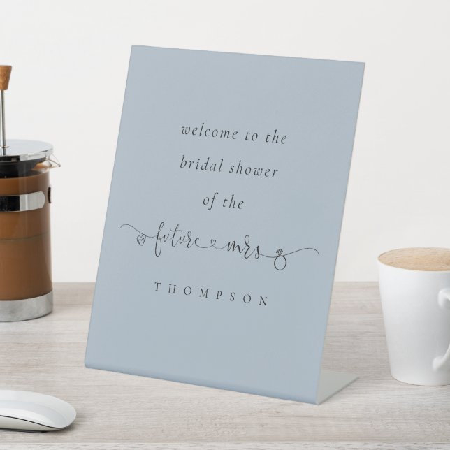 Future Mrs Name Script Blue Welcome Brautparty Sockelschild (In SItu)