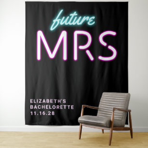 Future Mrs Neon Lights Junggeselinnen-Abschied Wandteppich