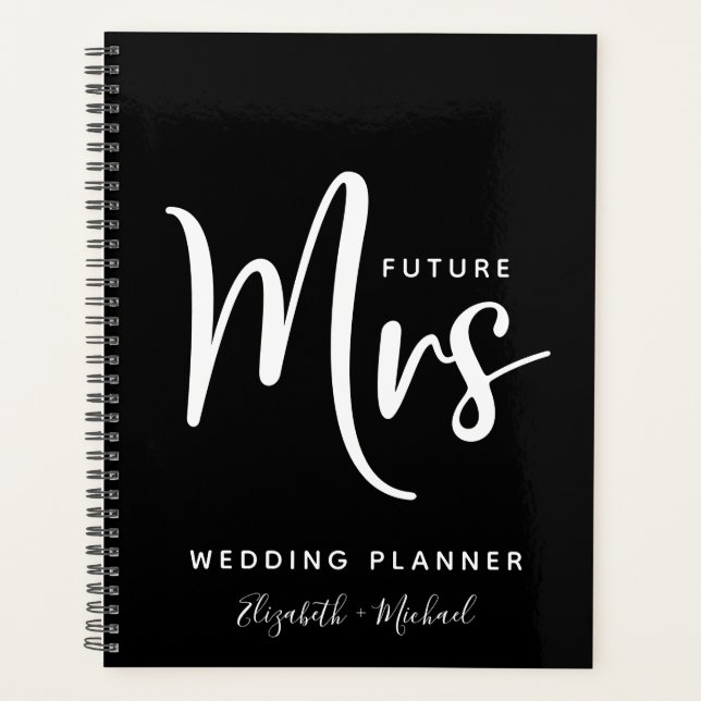 Future Mrs Personalisiert Black Wedding Planner Planer (Vorderseite)