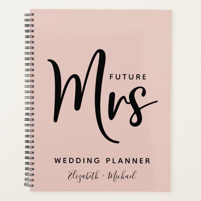 Future Mrs Personalisiert Blush Pink Wedding Plann Planer (Vorderseite)