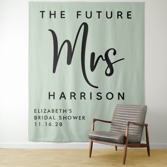 Future Mrs Personalisiert Sage Brautparty Wandteppich (Beispiel)