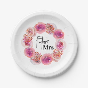 Future Mrs Pink Floral Bachelorette Brautparty Pappteller