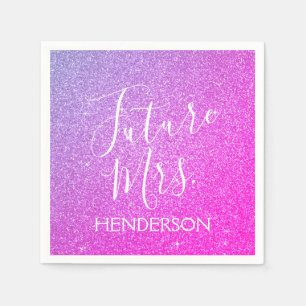 Future Mrs Pink - Lila Sparkle Glitzer Serviette