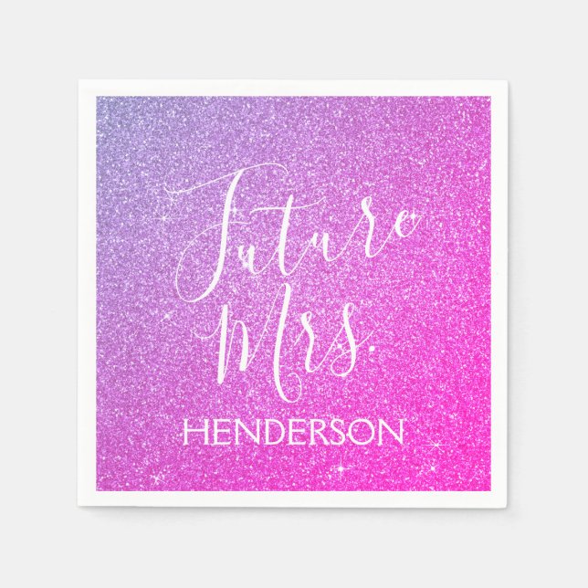 Future Mrs Pink - Lila Sparkle Glitzer Serviette (Vorderseite)