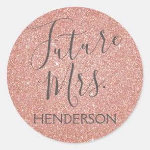 Future Mrs Pink Rose Gold Brautparty Runder Aufkleber