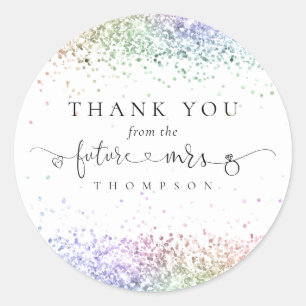 Future Mrs Rainbow Glitzer Brautparty Vielen Dank Runder Aufkleber