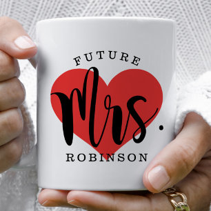 Future Mrs Red Heart Custom Wedding Monogram Kaffeetasse