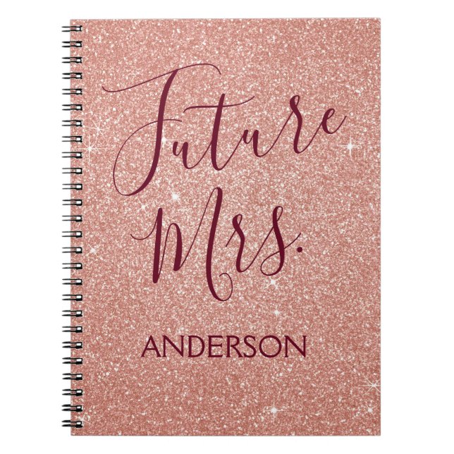 Future Mrs Rose Gold Blush Pink Sparkle Glitzer Notizblock (Vorderseite)