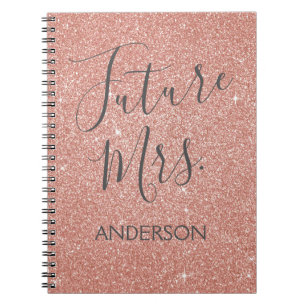 Future Mrs Rose Gold Blush Pink Sparkle Glitzer Notizblock