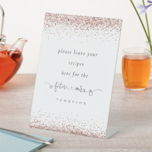 Future Mrs Rose Gold Glitzer Brautparty Rezepte Sockelschild